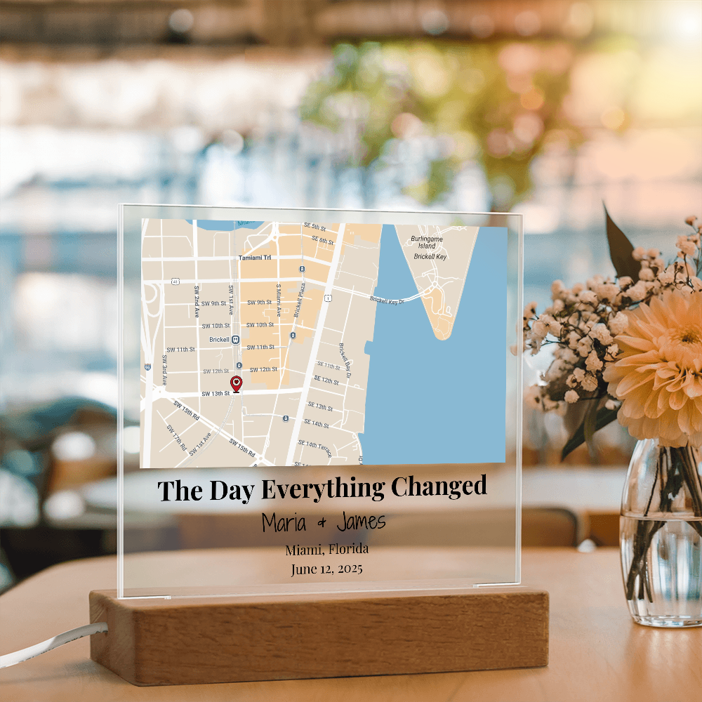 Personalized Where We Met Map Acrylic Plaque Miami Florida 3