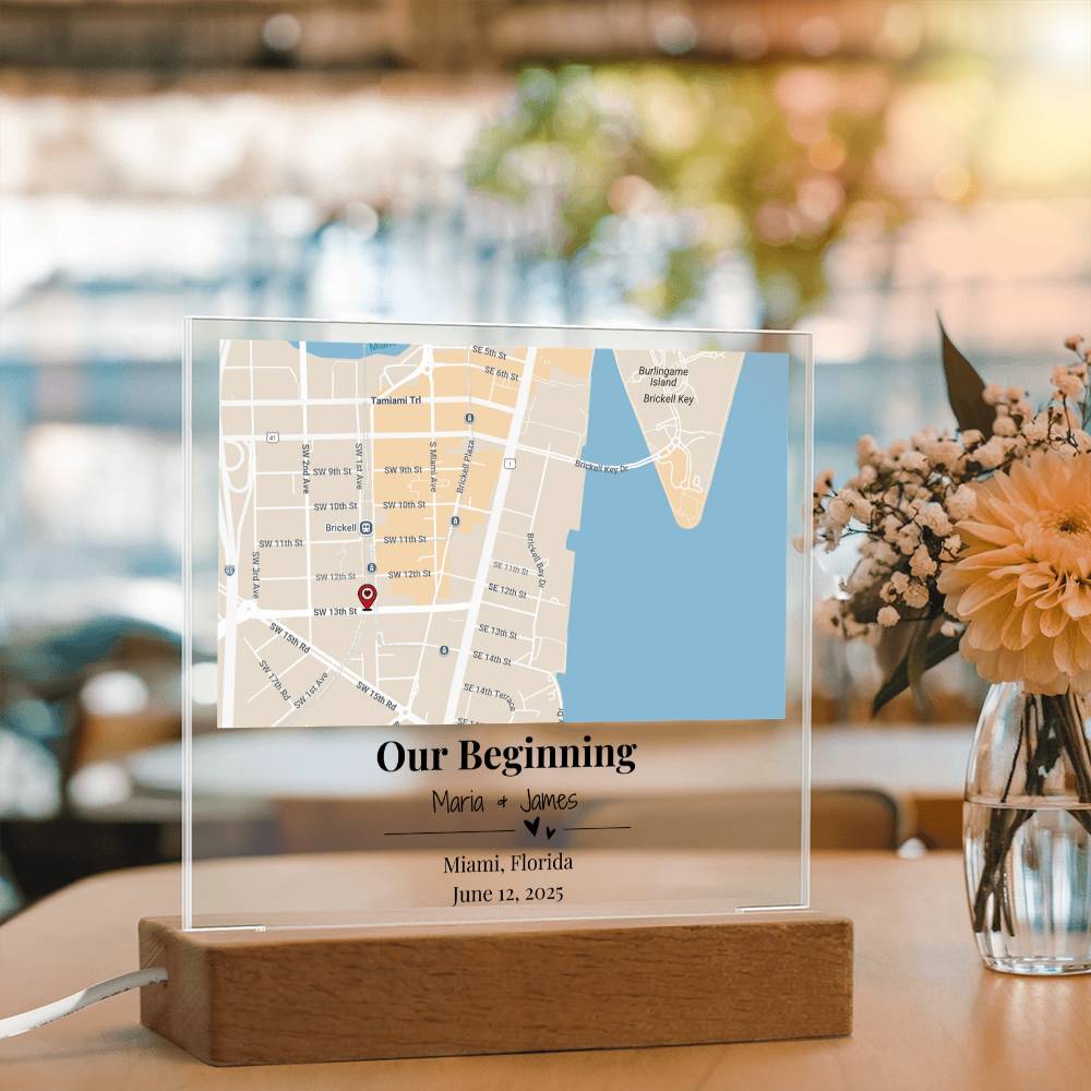 Personalized Where We Met Map Acrylic Plaque Miami Florida 2
