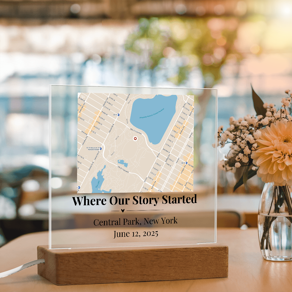 Personalized Where We Met Map Acrylic Plaque Central Park NY 1