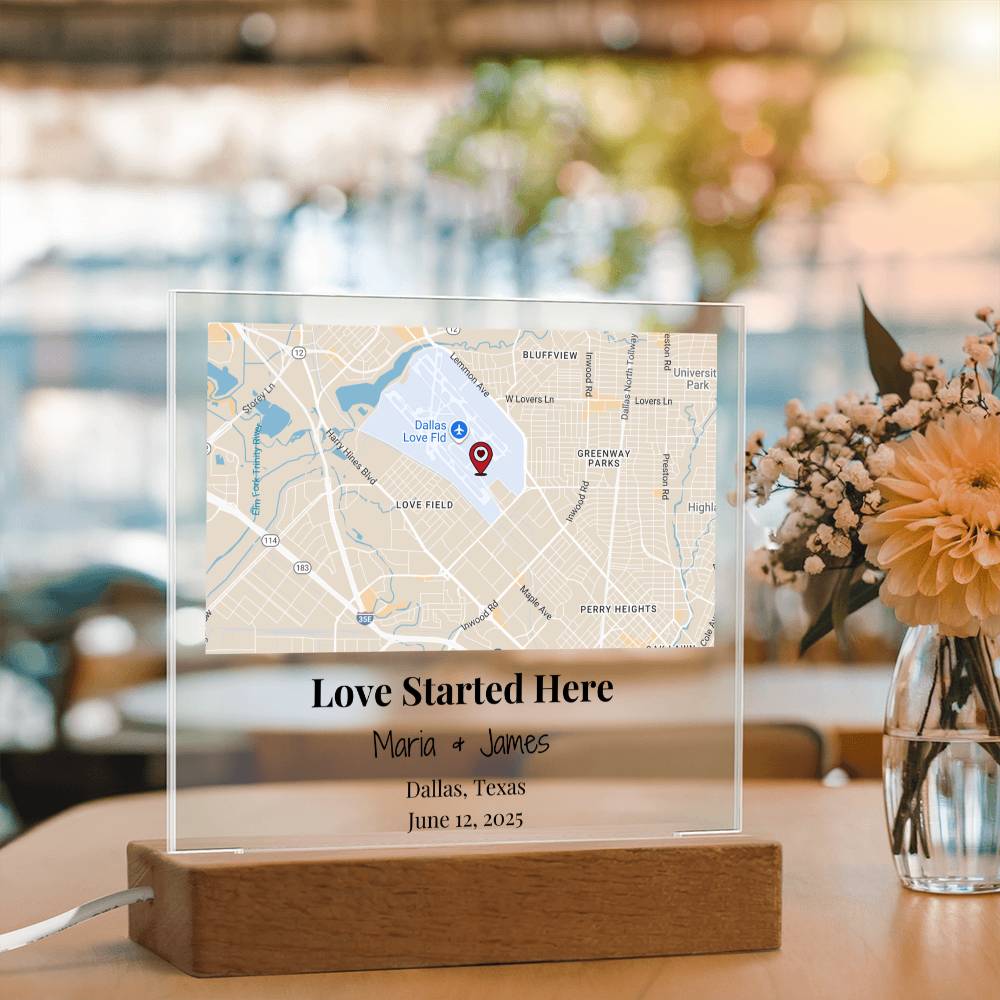 Personalized Where Love Started Map Acrylic Plaque Dallas Texas 2