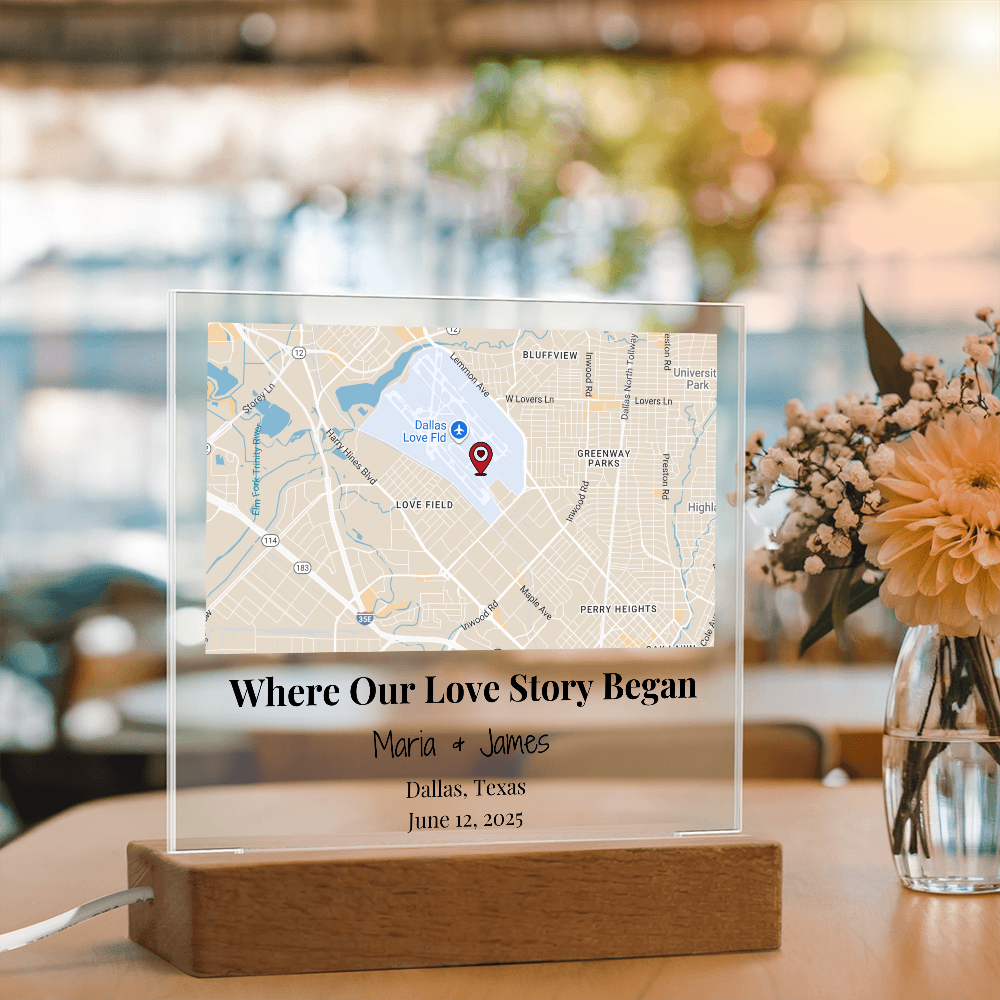 Personalized Where Our Love Story Began Map Acrylic Plaque Dallas Texas 4