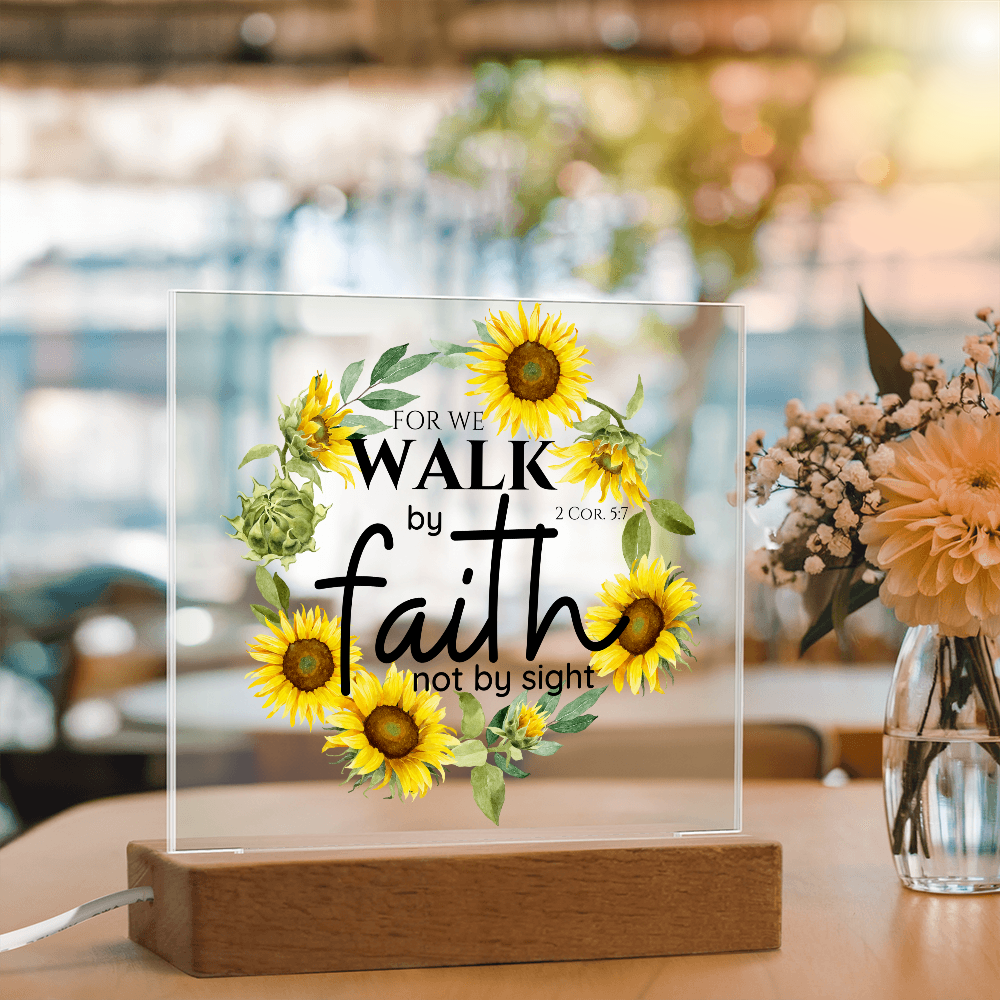 Bible Verse Art - 2 Cor 5:7 - Square Acrylic Plaque
