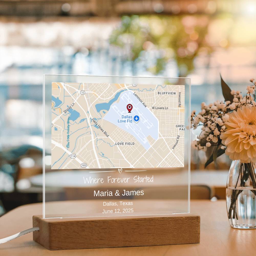 Personalized Wedding Location Map Plaque