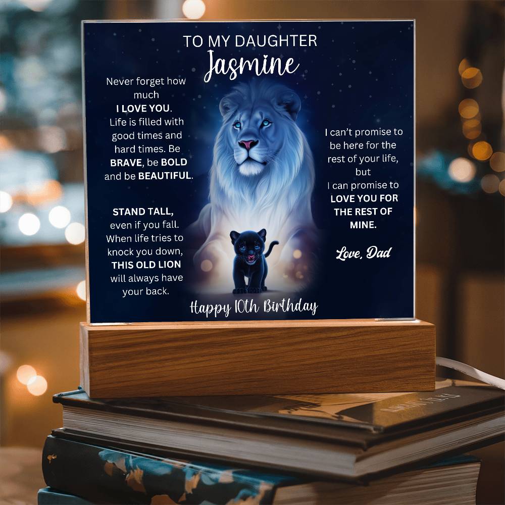 10th Birthday Gift To Daughter From Dad - Acrylic Square Plaque