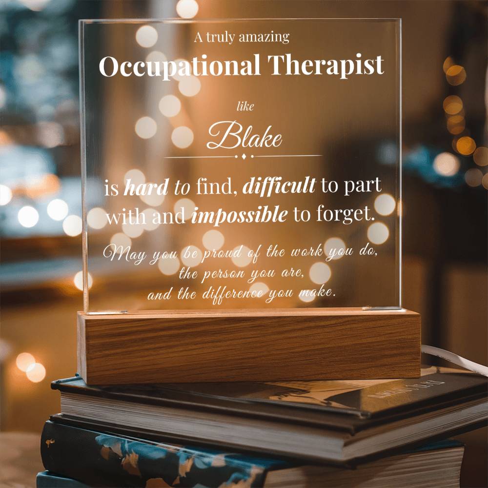 Personalized Acrylic Square Plaque for Occupational Therapist