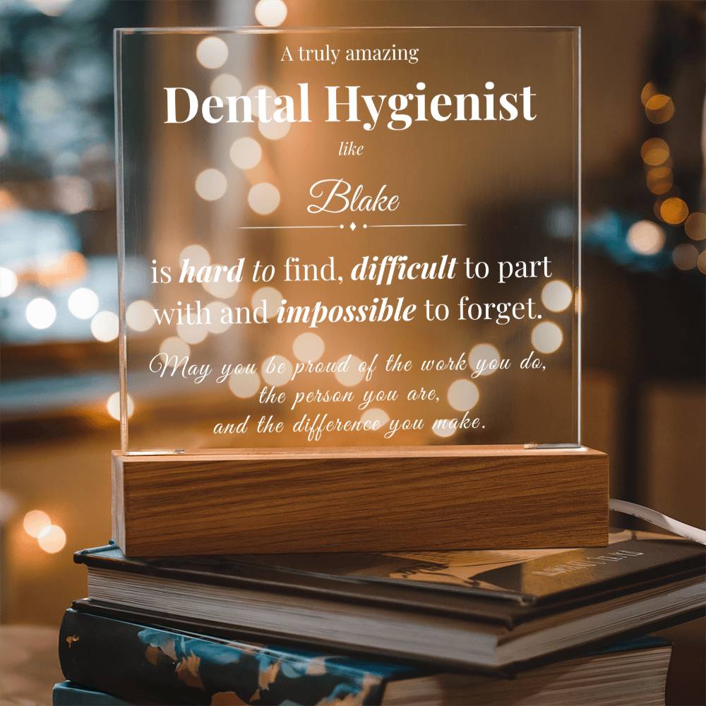 Personalized Acrylic Square Plaque for Dental Hygienist