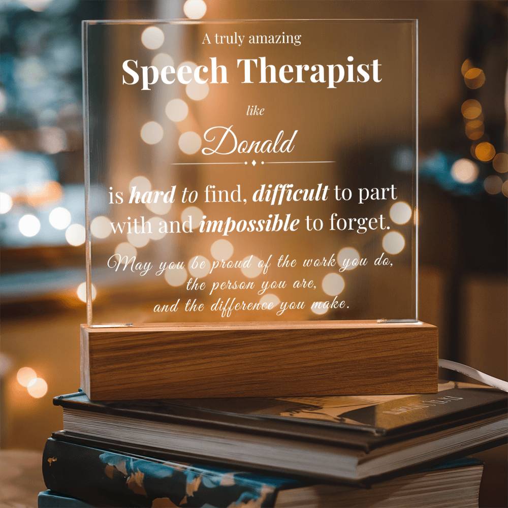 Personalized Acrylic Square Plaque for Speech Therapist