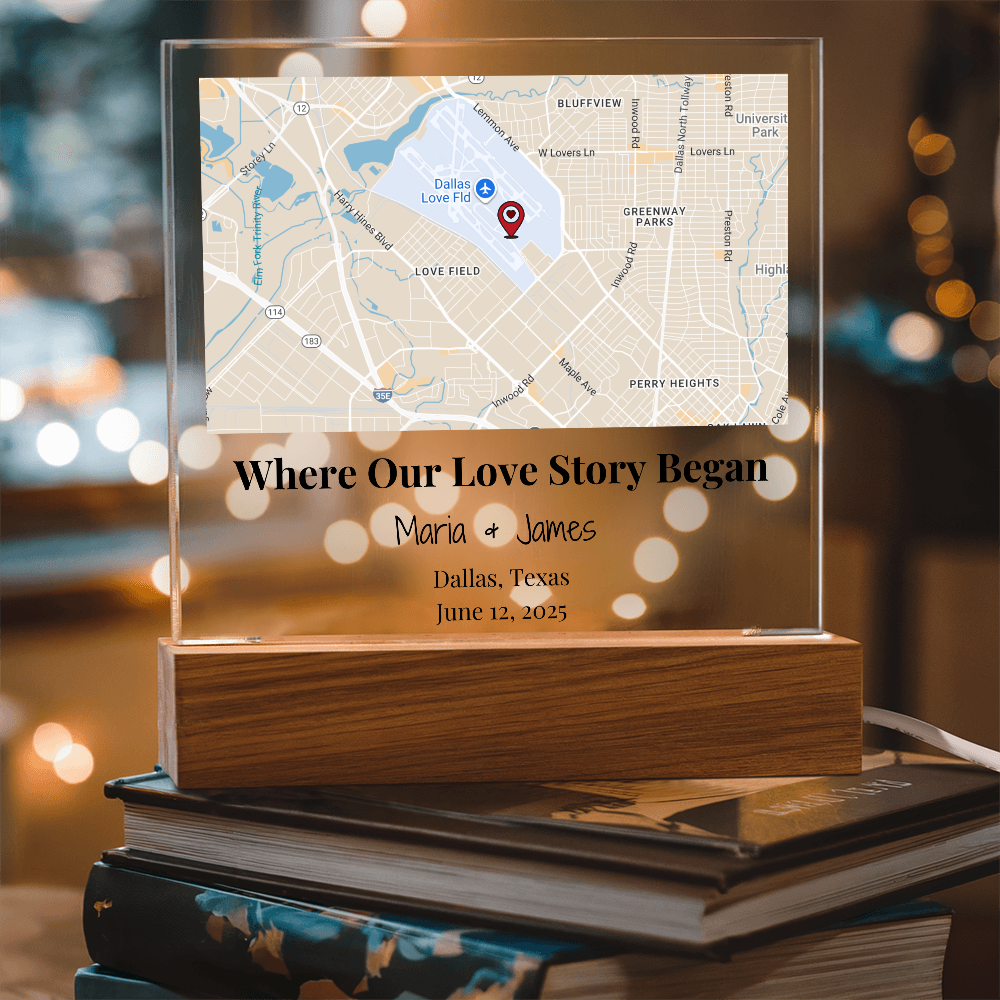 Personalized Where Our Love Story Began Map Acrylic Plaque Dallas Texas 4