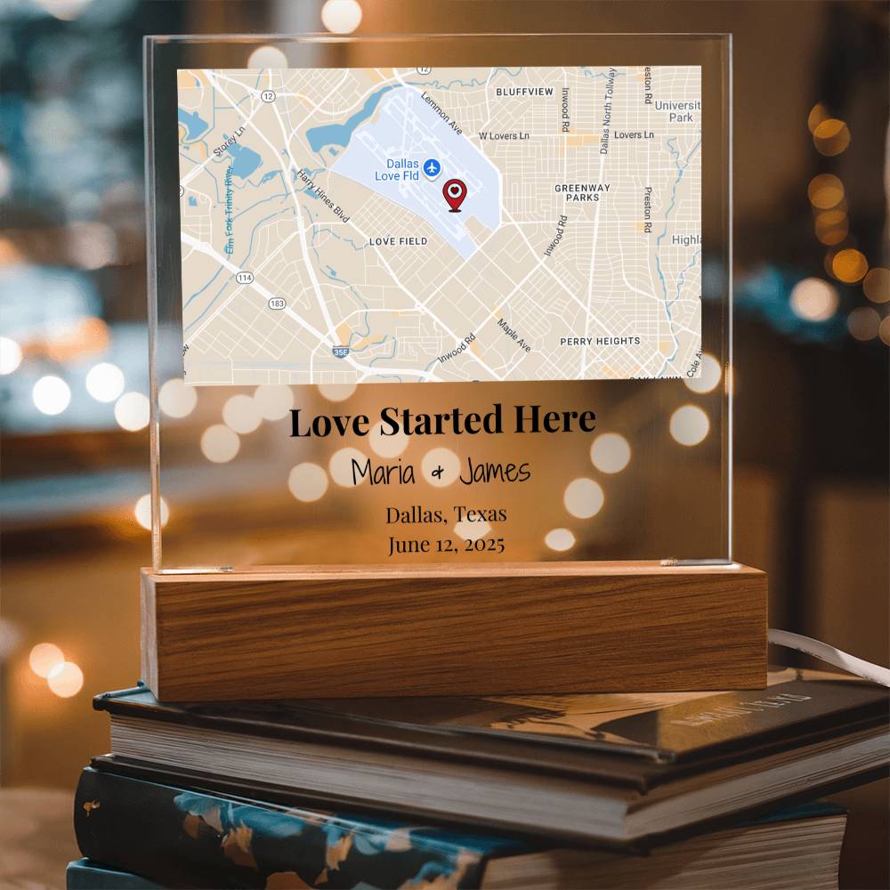 Personalized Where Love Started Map Acrylic Plaque Dallas Texas 2
