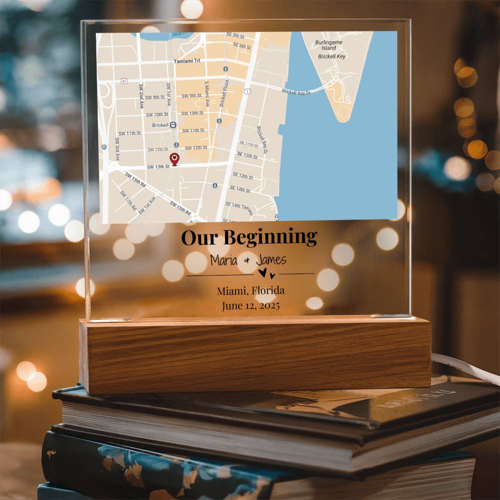 Personalized Where We Met Map Acrylic Plaque Miami Florida 2