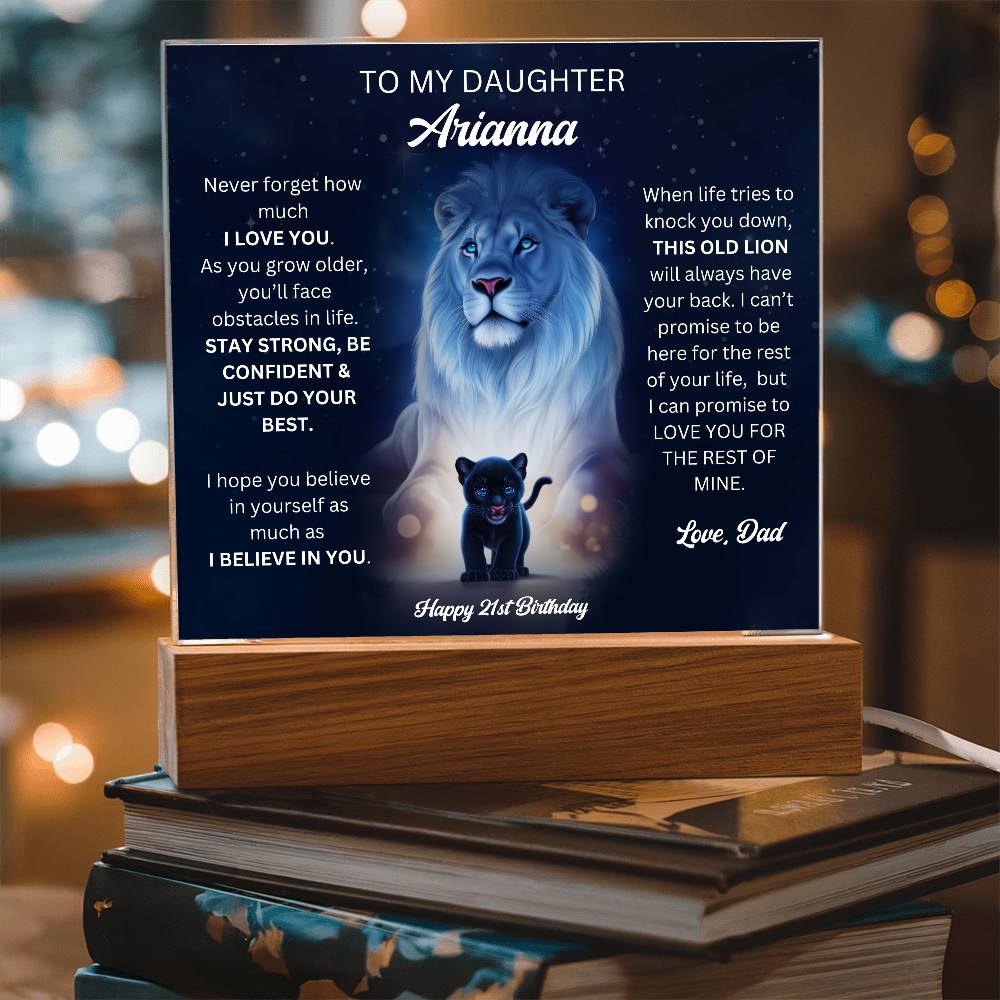 Dad To Daughter 21st Birthday Gift - Acrylic Square Plaque