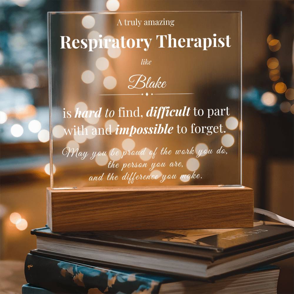 Personalized Acrylic Plaque for Respiratory Therapist