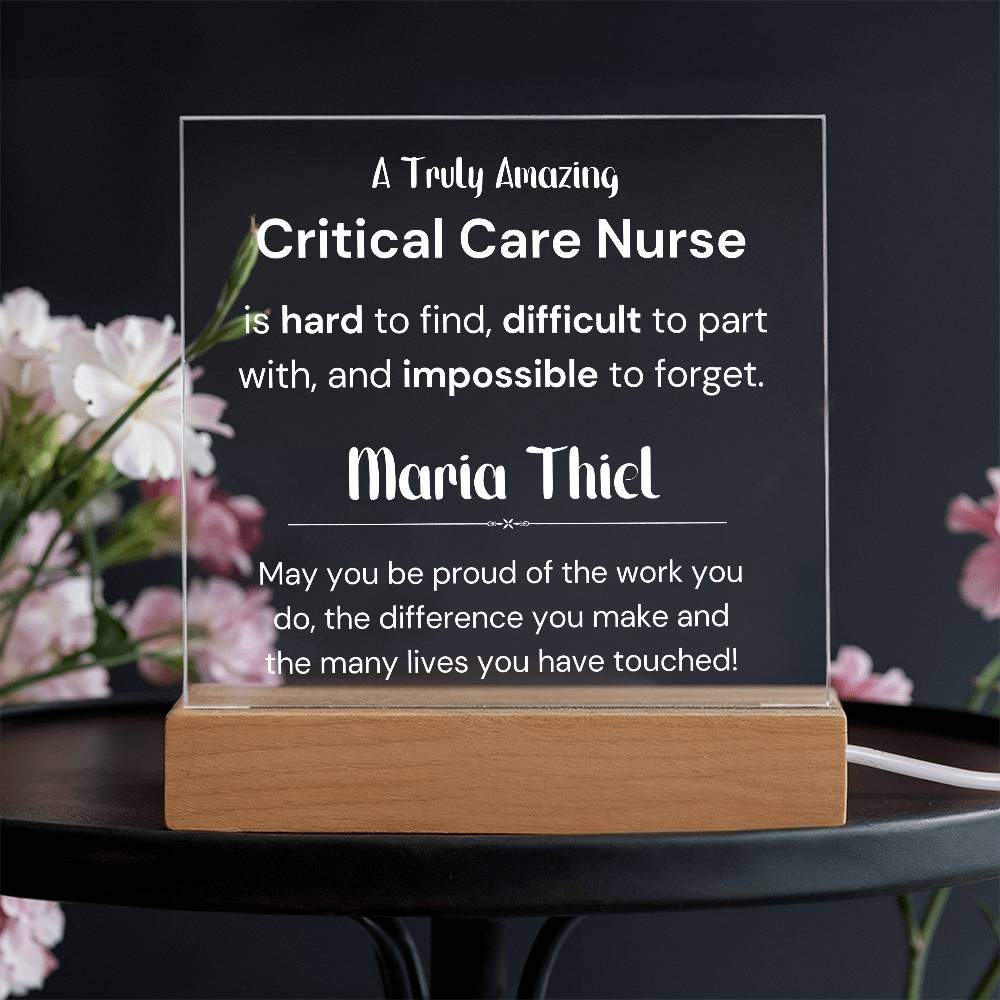 Gift For Critical Care Nurse Personalized Acrylic Plaque
