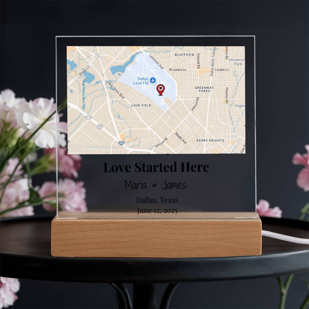 Personalized Where Love Started Map Acrylic Plaque Dallas Texas 2