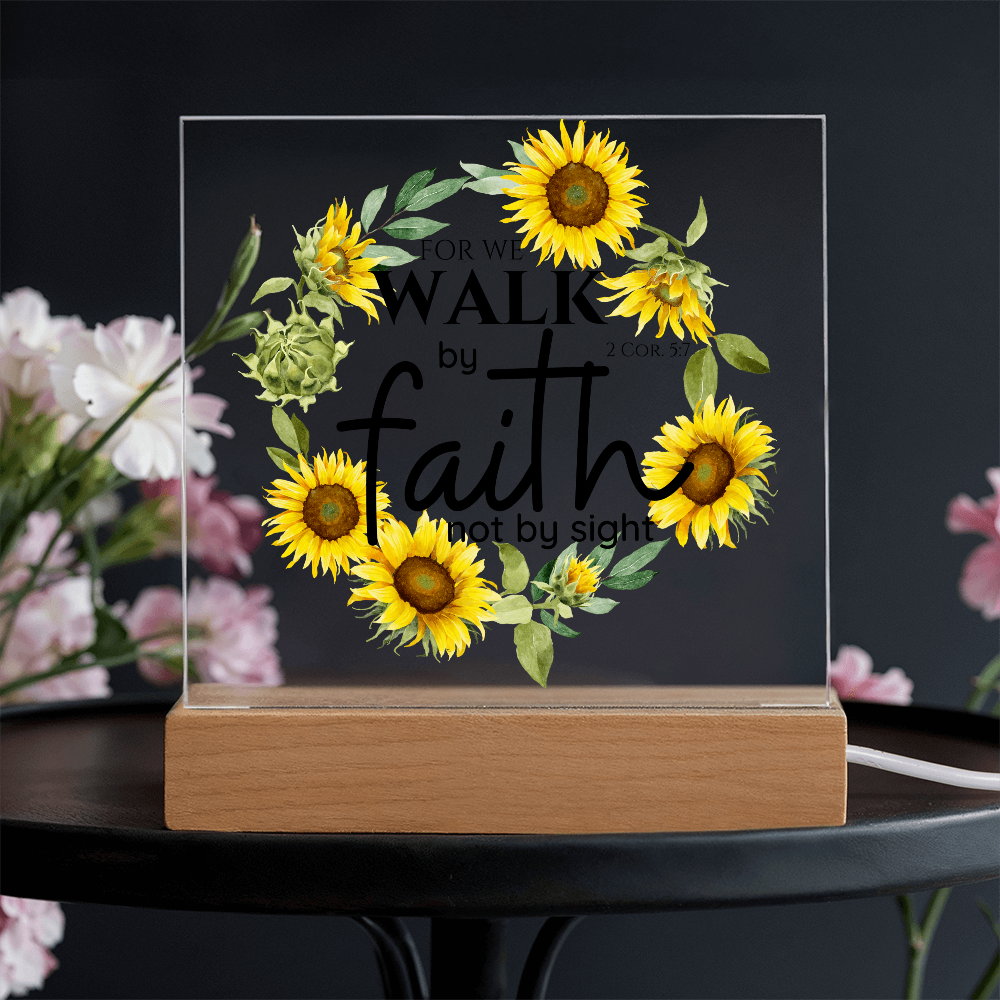 Bible Verse Art - 2 Cor 5:7 - Square Acrylic Plaque