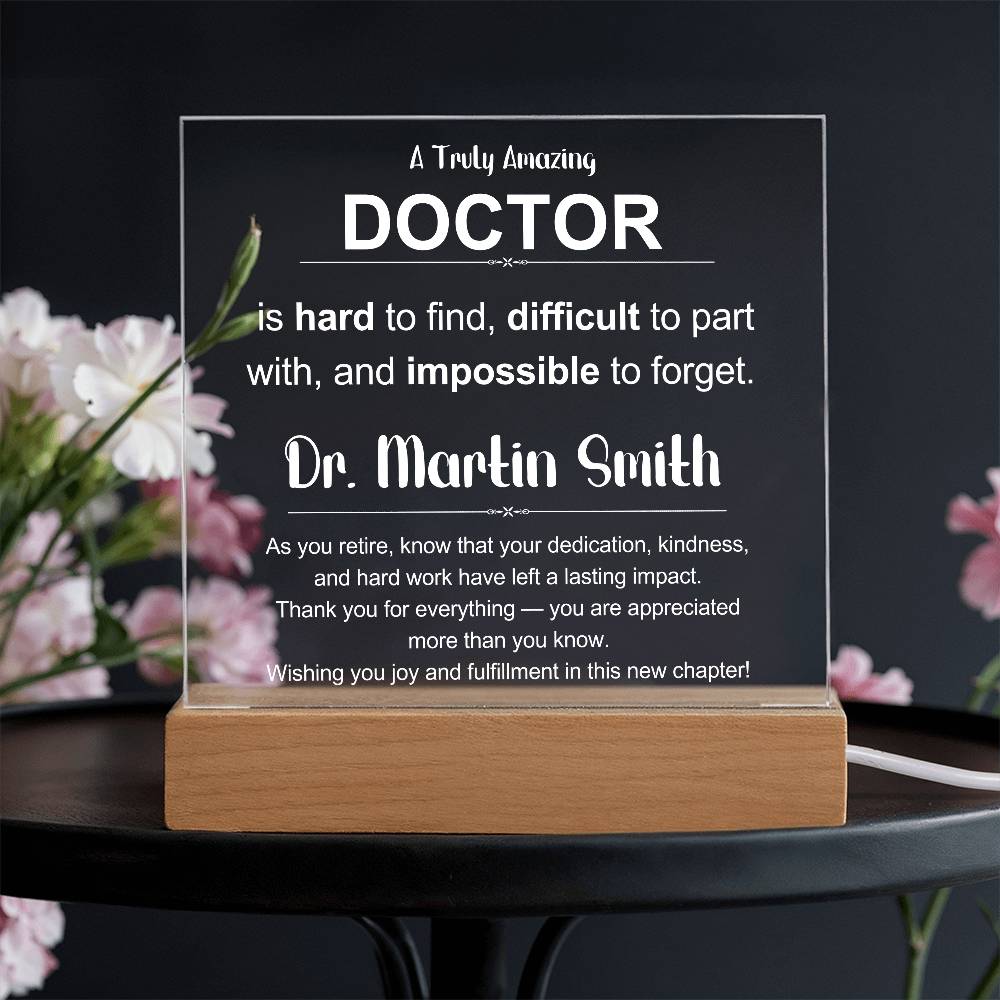 Retirement Gift for Doctor  Acrylic Plaque with Heartfelt Message