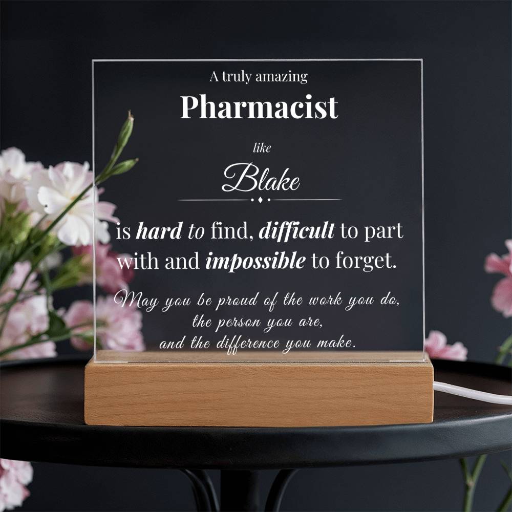 Personalized Acrylic Square Plaque for Pharmacist