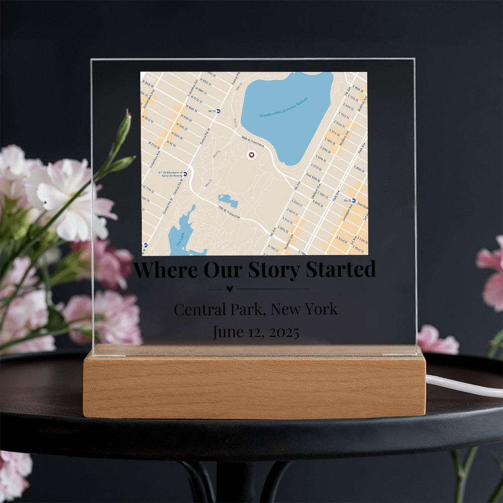 Personalized Where We Met Map Acrylic Plaque Central Park NY 1
