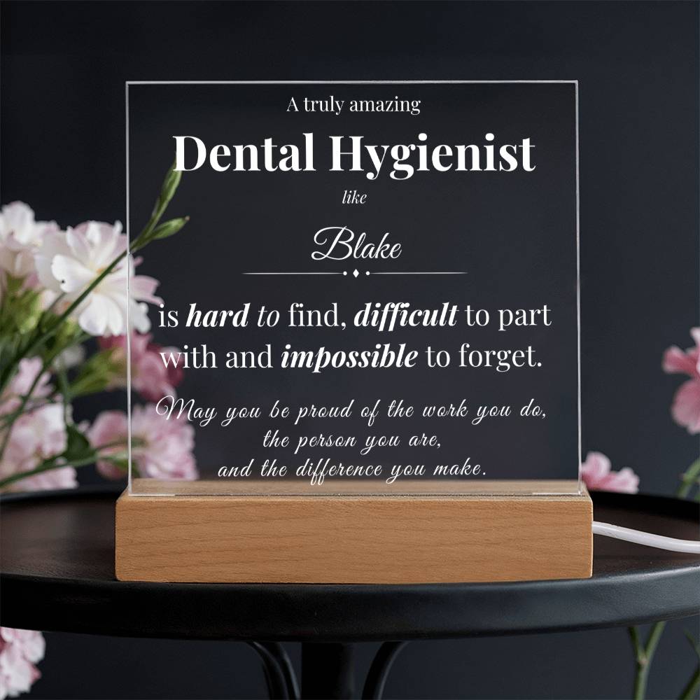 Personalized Acrylic Square Plaque for Dental Hygienist