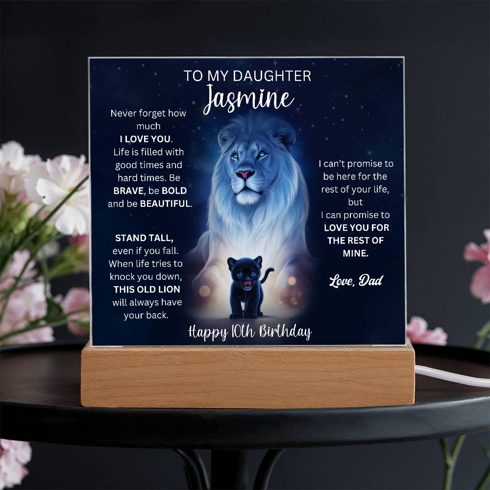 10th Birthday Gift To Daughter From Dad - Acrylic Square Plaque