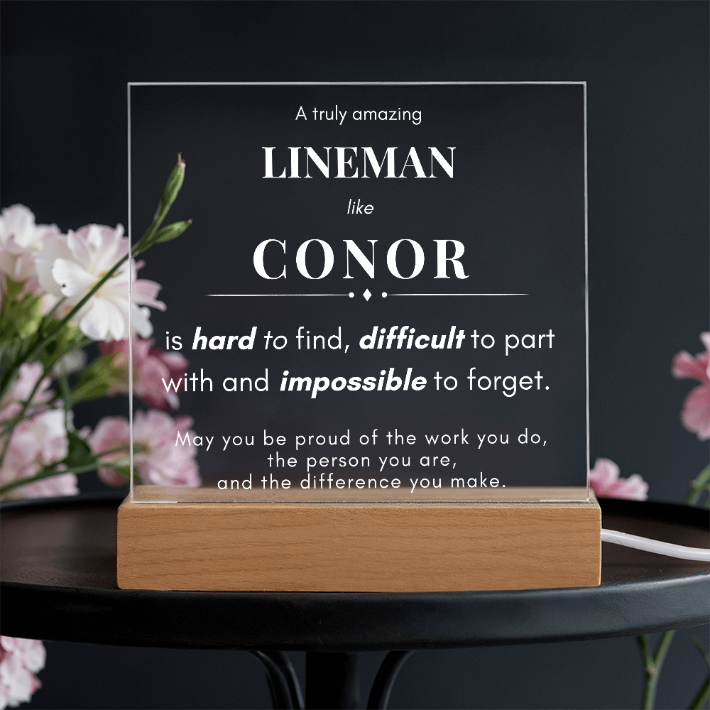 Lineman Personalized Gift Name LED Plaque