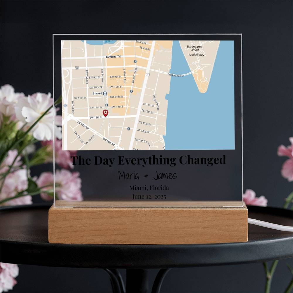 Personalized Where We Met Map Acrylic Plaque Miami Florida 3