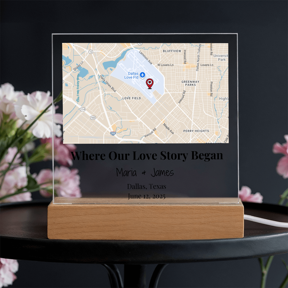 Personalized Where Our Love Story Began Map Acrylic Plaque Dallas Texas 4