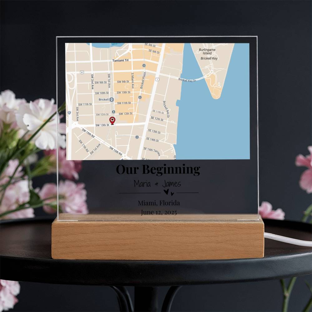 Personalized Where We Met Map Acrylic Plaque Miami Florida 2