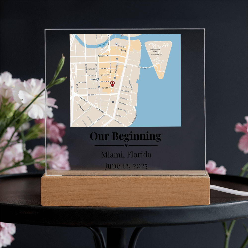 Personalized Where We Met Map Acrylic Plaque Miami Florida 1
