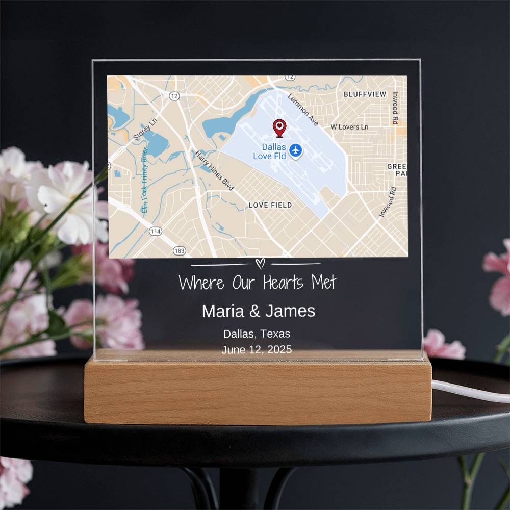 Custom Love Story Map Plaque