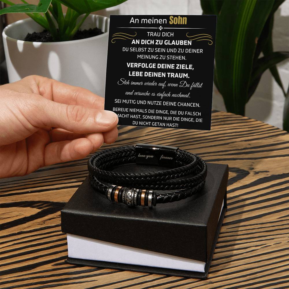 An Meinen Sohn | Verfolge Deine Ziele | Luxus Leder Armband