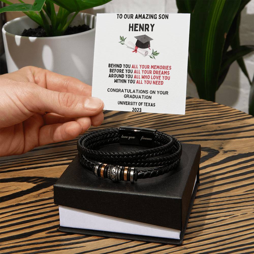To Our Amazing Son - Congratulations On Your Graduation - Love You Forever Bracelet