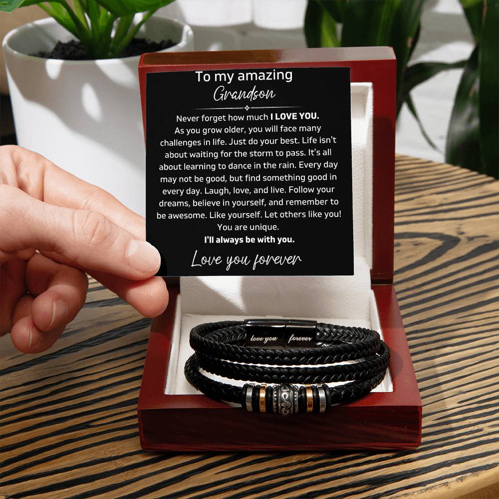 To My Amazing Grandson - I'll Always Be With You - Love You Forever Bracelet