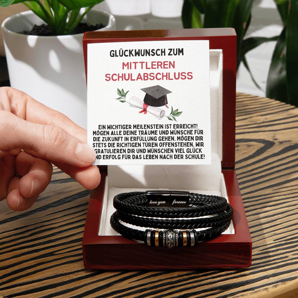 Glückwunsch Zum Mittleren Schulabschluss | Dir Wünschen Viel Glück | Luxus Leder Armband
