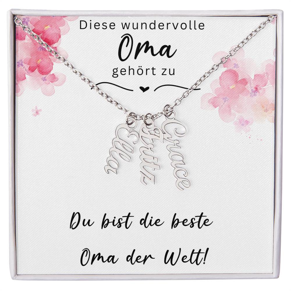 Wundervolle Oma - Vertikale Mehrnamen Halskette