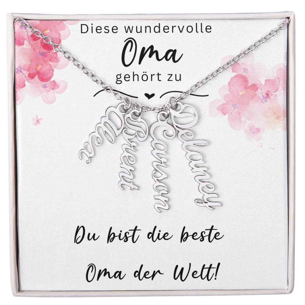 Wundervolle Oma - Vertikale Mehrnamen Halskette