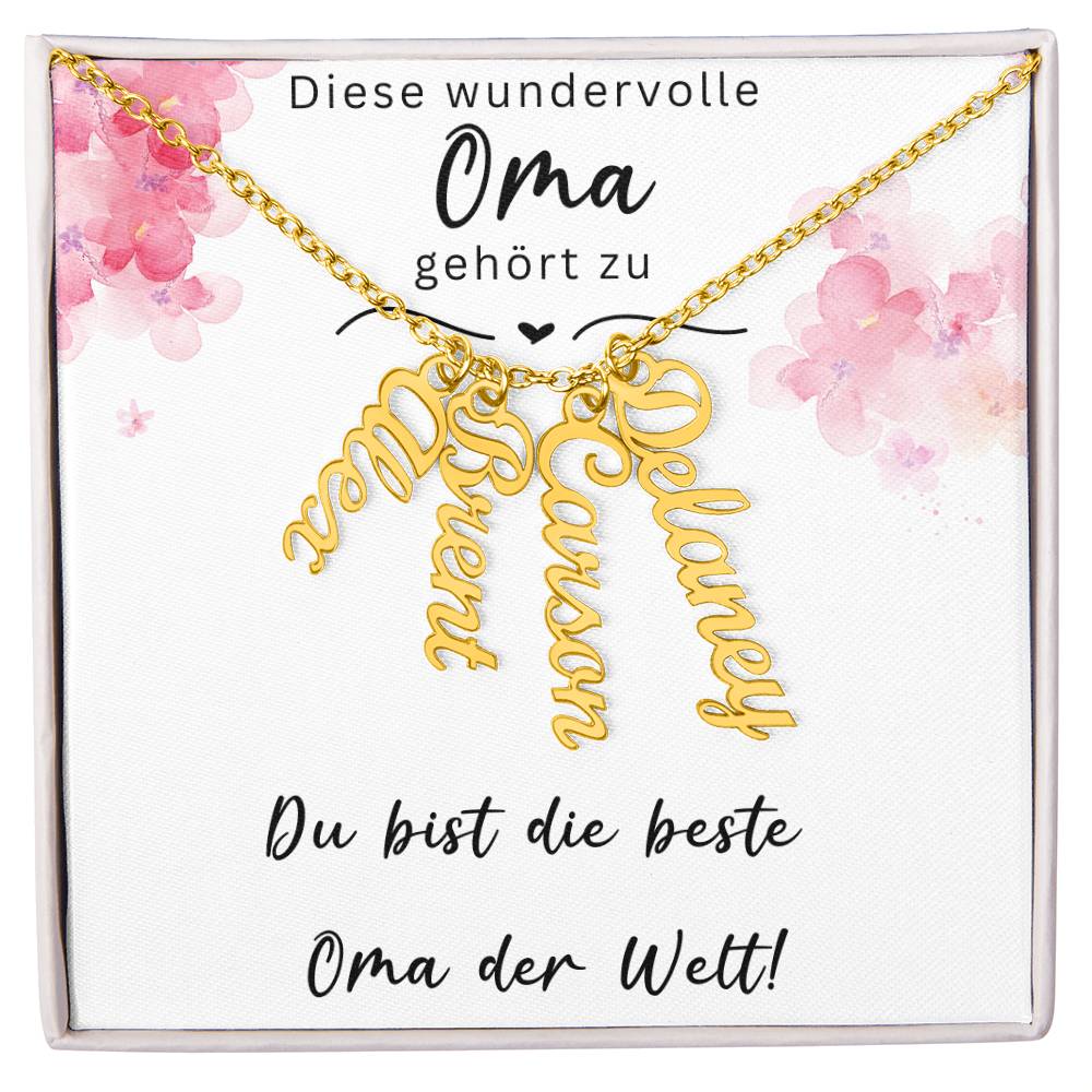 Wundervolle Oma - Vertikale Mehrnamen Halskette