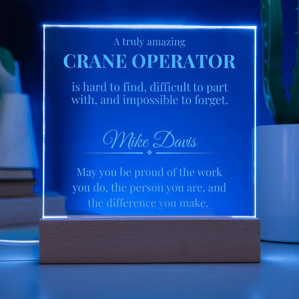 Crane Operator Engraved Acrylic Square Plaque