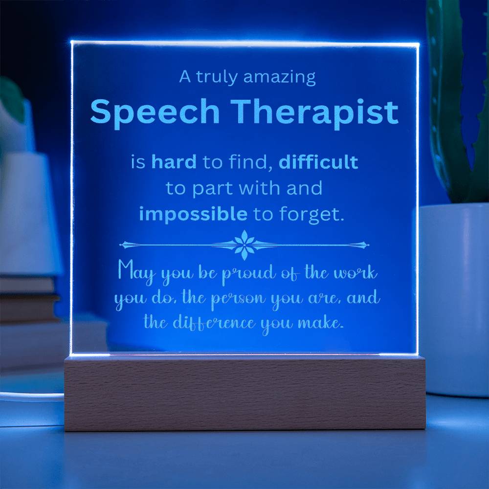 Engraved Plaque Appreciation Gift For Speech Therapist