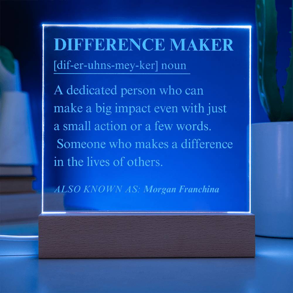 Engraved Personalized Plaque For Difference Maker