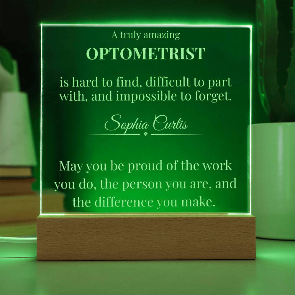 A Truly Amazing Optometrist Gift - Engraved Acrylic Square Plaque