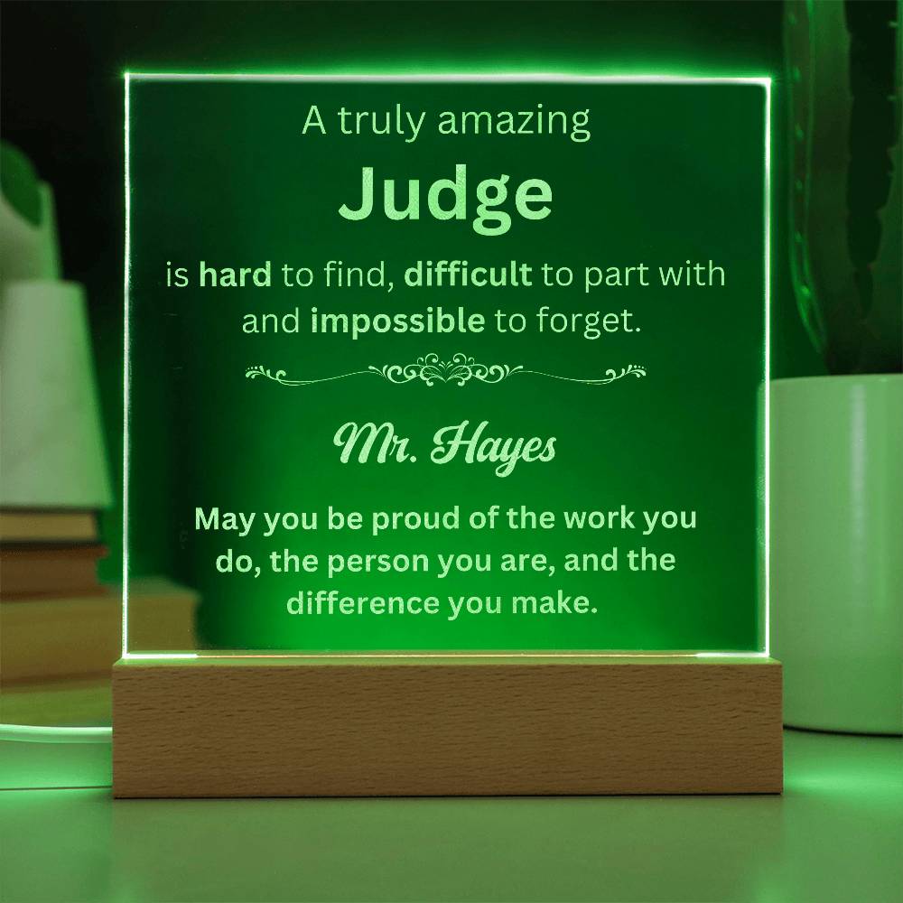 Personalized Judge Engraved Plaque