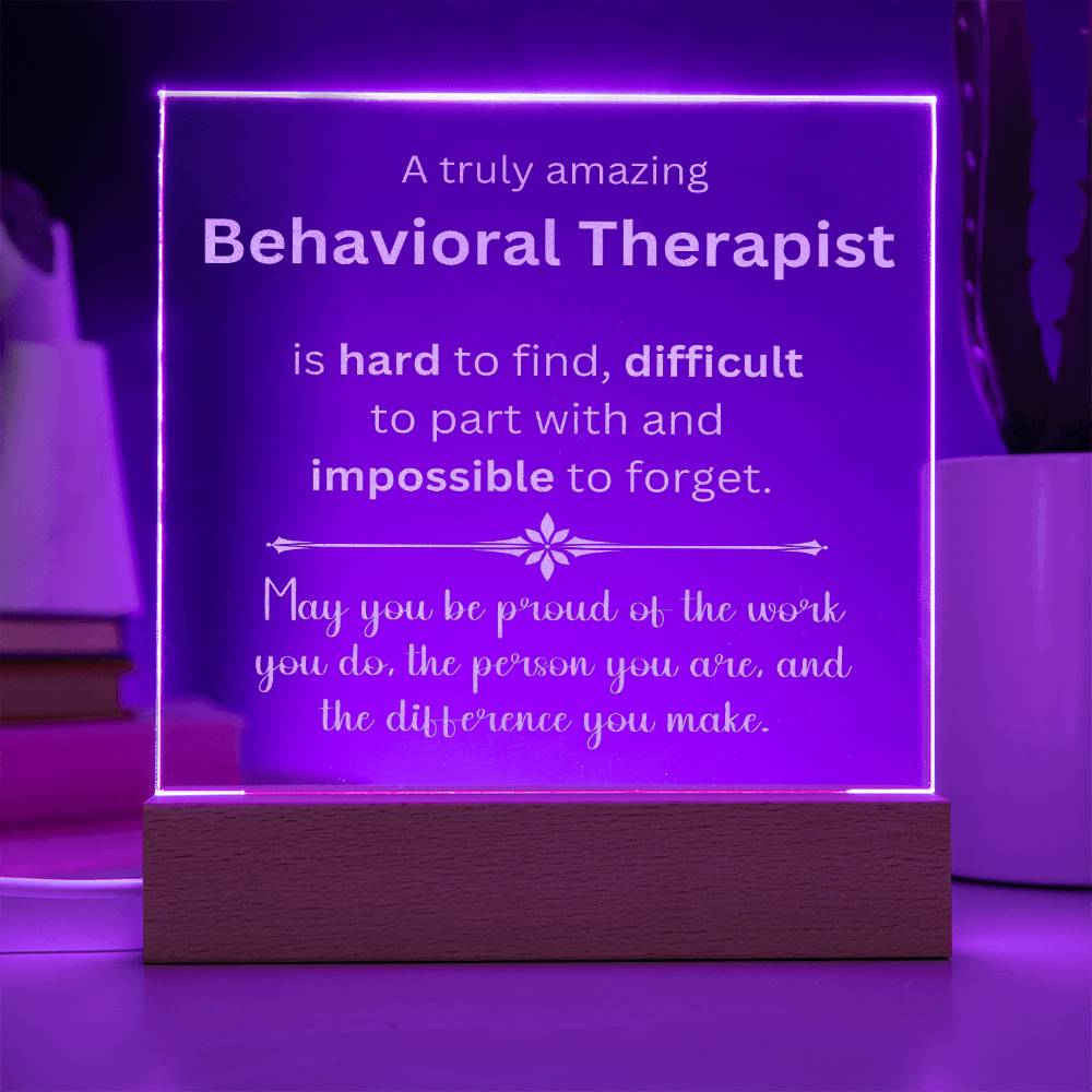 Engraved Plaque Appreciation Gift For Behavioral Therapist