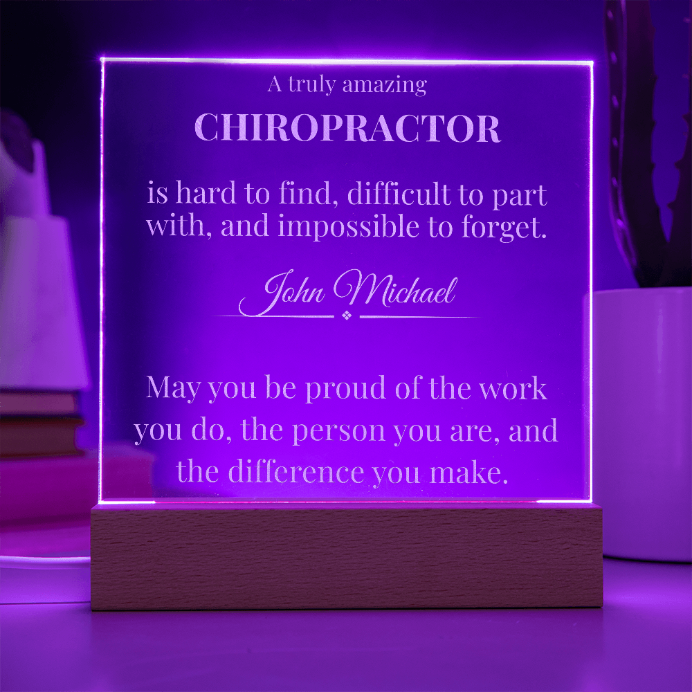 Personalized Chiropractor LED Engraved Acrylic Square Plaque