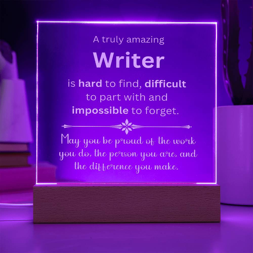 Engraved Plaque Appreciation Gift For Writer