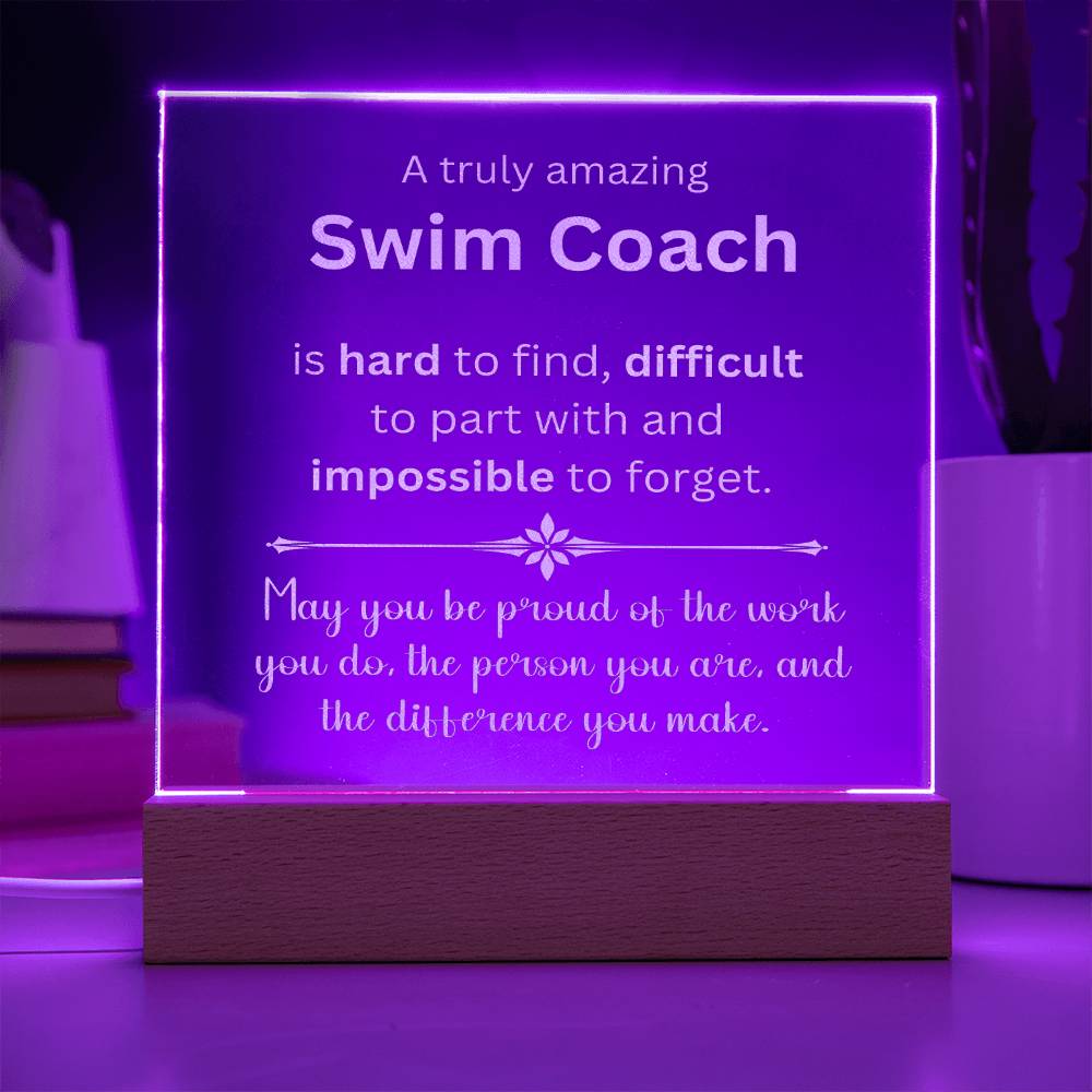 Engraved Plaque Appreciation Gift For Swim Coach