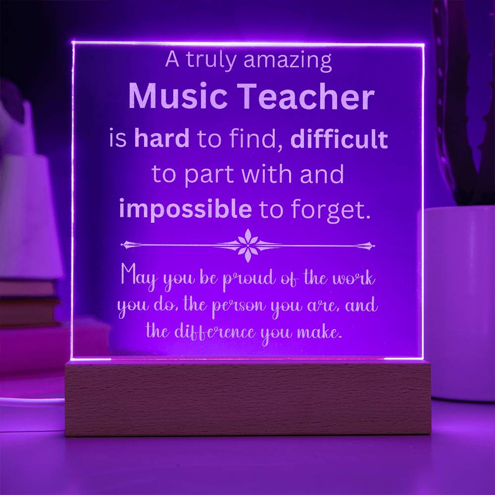 Engraved Personalized Plaque For Music Teacher