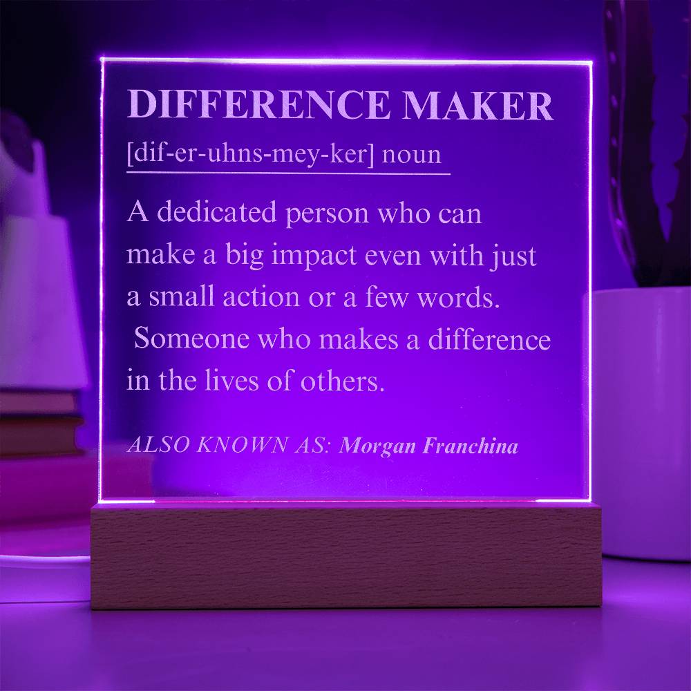 Engraved Personalized Plaque For Difference Maker