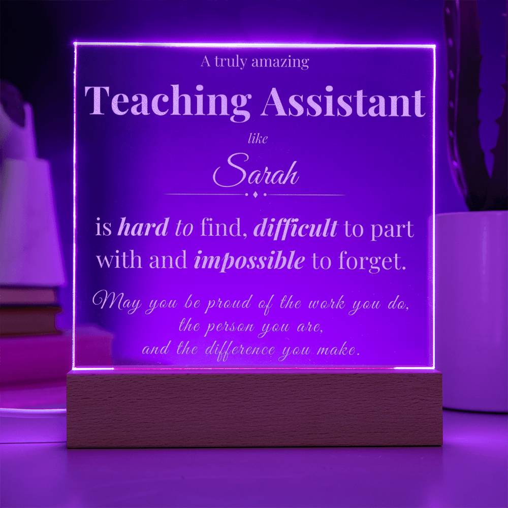 Teaching Assistant Appreciation Gift - Engraved Acrylic Square Plaque
