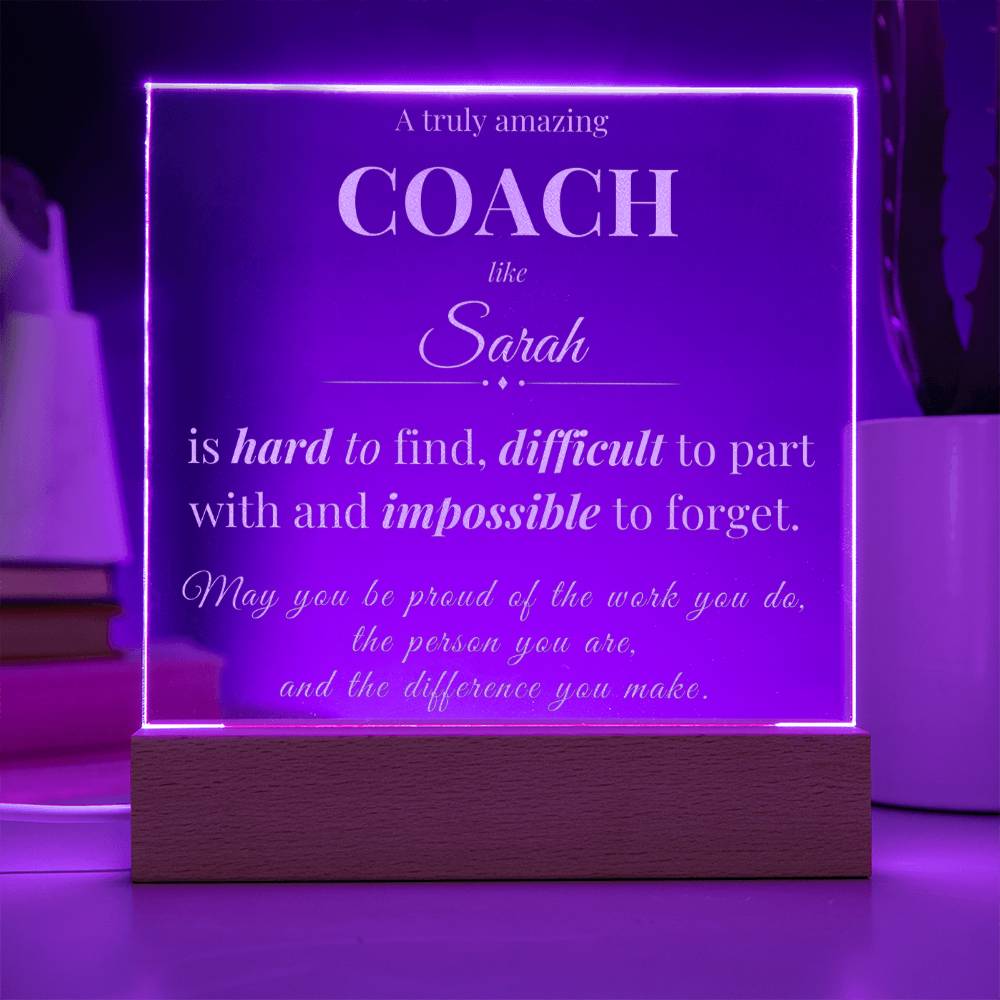 Coach Appreciation Gift - Engraved Acrylic Square Plaque